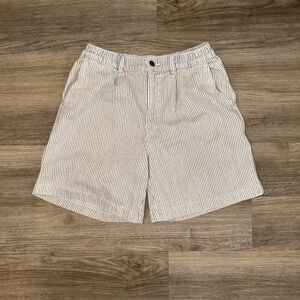 Aerie Striped Pull On Shorts Elastic Waist Blue White Casual Womens M